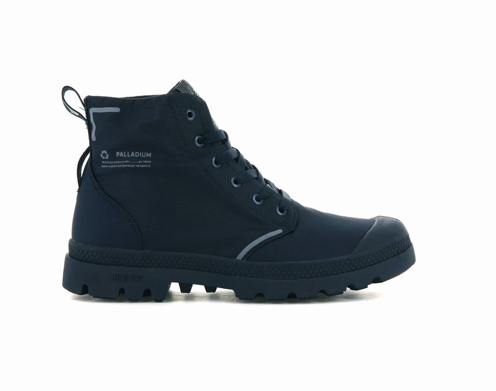 Palladium Pampa Lite+ Recycle Wp+ Womens Waterproof Boots Black/Dark Blue Australia [ZHDGXS-468]